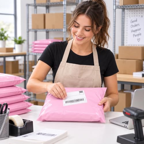 Fuxury 10x13" Poly Mailers 500 Pack Bulk,Shipping Bags for Clothing,Pink - color: Light Pink, size: 10x13" 500pcs