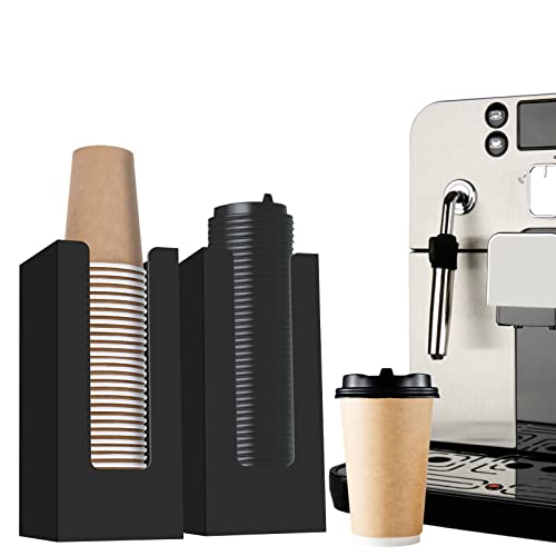 Coffee Cup Dispenser, Cup and Lid Organizer fits 5 to 16 oz Disposable Cups - color: Black, size: 1 Compartment