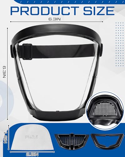 Full Face Shield Mask with 5 Replaceable Visors and 20 Filter Pads, Anti Fog Safety Face Shield for Grinding, Cutting, Woodworking, Weed Whacking, Lawn Mowing and Garden Work
