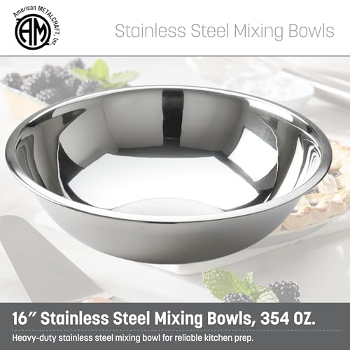 American Metalcraft 16" Stainless Steel Mixing Bowl - 13-Quart Durable Metal Bowls for Mixing, Large Stainless Steel Bowl - size: 13 Quarts, style: Standard