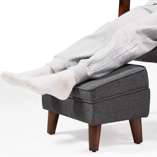 FAGAGA Small Footstool Ottoman with Adjustable Lid, Storage Ottoman - color: Light Gray, size: 11.8"D x 15.8"W x 11.3"H