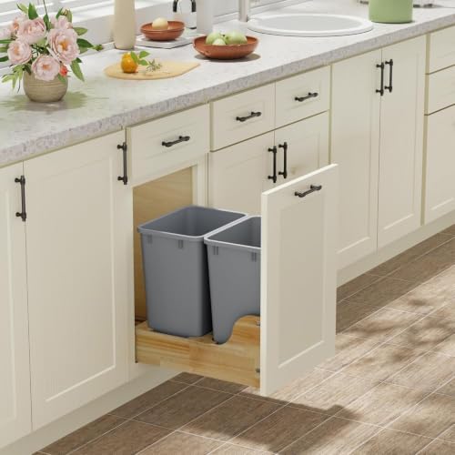 ROOMTEC 35QT Kitchen Trash Can,Lightweight and Sturdy Slim Trash Can,1 Pack - color: Grey, style: 1PCS
