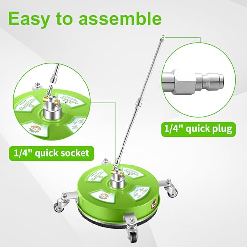 PWACCS 14" Pressure Washer Surface Cleaner with Wheels, Stainless Steel - size: 14 Inch