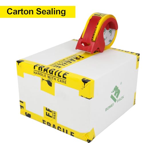 BOMEI PACK 2Pack Fragile Tape 2 Inch x 60 Yards, Fragiles Tape for Shipping with Dispenser, Heavy Duty Marking Tape for Moving Box
