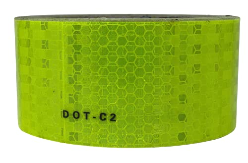 Fluorescent Yellow Green Reflective Tape DOT-C2 Conspiciuity Tape - Commercial ROLL - Automobile Car Truck Boat Trailer Semi Construction Equipment Safety (Fluorescent Yellow Green) (2 in x 50 FT) - size: 2 IN x 50 FT