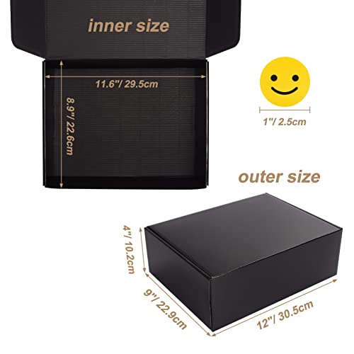 ZBEIVAN Shipping Boxes Mailers 12x9x4 inches Corrugated Cardboard Small Packing Kraft Moving Mailing Box, Pack of 20 - color: black, size: 12X9X4
