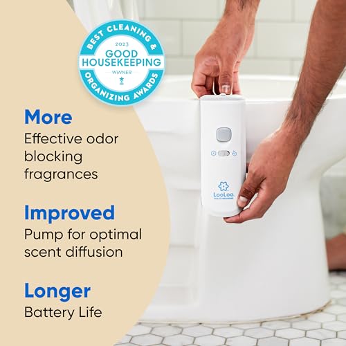 LooLoo Automatic Toilet Air Freshener Starter Kit, Clean Cotton