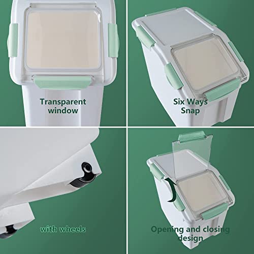 Flour container 25 lbs, 2 Pack Airtight Rice Storage Container, Cyan - color: Cyan 2 Count