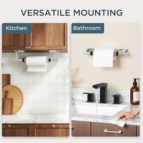 FORIOUS Paper Towel Holder Under Cabinet, One Hand Tear,Silver - color: Stainless Steel