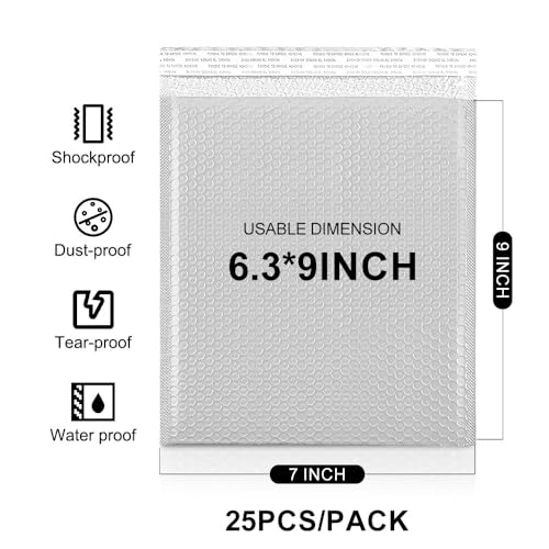 Koja Extra Thick Padded Bubble Mailers, 6x10 in, 25-Pack, White - color: White, size: 6 x 10" 25-Pack