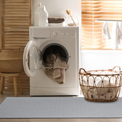 HEBE Anti Fatigue Kitchen Rugs Set of 3, Cushioned Kitchen Mats for Floor - color: Grey