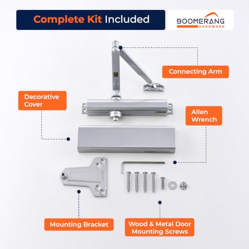 Boomerang D8016 Heavy-Duty Designer Auto Commercial Door Closer - color: Aluminum/Silver