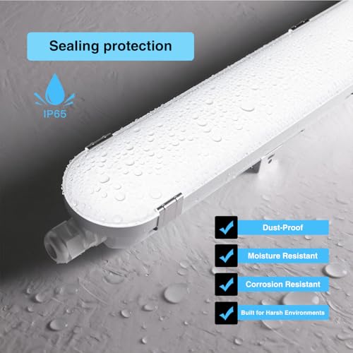 4FT LED Vapor Tight Light Fixture 4Pack,7800LM,60W,5000K,ETL Listed,AC 120-277V,IP65 Waterproof Vapor Proof Light for Car Wash,Garage,Warehouse,Basement - size: 4FT-4Pack