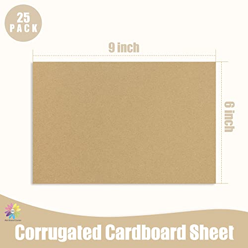 Mat Board Center 25 Pack 6x9 Corrugated Cardboard Sheets 1/8" Flat Pads - color: Brown, size: 6x9