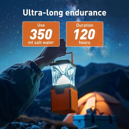 Environmentally Conscious Lighting, Saltwater Camping Lantern - Survival & Emergency Outdoor Ligh Simply add Salt Water to Activate The Light. It's that Easy - size: Large