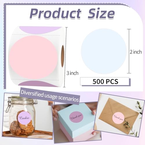 Thermal Label,2 Inch Pink Gradient Round Thermal Printer Stickers,Self-Adhesive Round Direct Thermal Labels,Thermal Stickers for DIY Logo Design,Name Tag (500 Labels/1 Roll) - color: Pink Gradient, size: 2 inches