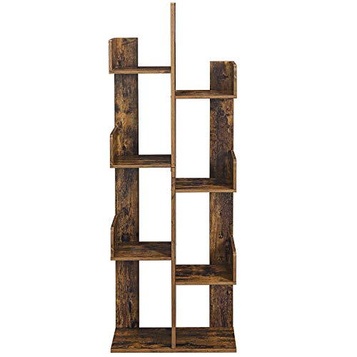 VASAGLE 8-Tier Bookcase, Open Storage, 19.7 x 9.8 x 55.1 Inches - color: Rustic Brown, style: 4-Tier (19.7"W)