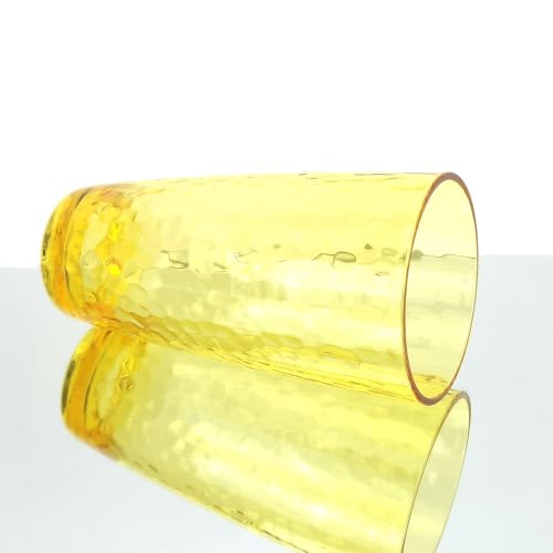 26-Ounce Plastic Tumblers (Set of 6), Reusable Plastic Mugs, BPA-Free Acrylic to Drink Mugs, Shatter Resistant, Textured Interior, Dishwasher Safe (Yellow, 26 Ounce) - color: Yellow, size: 26 Ounce