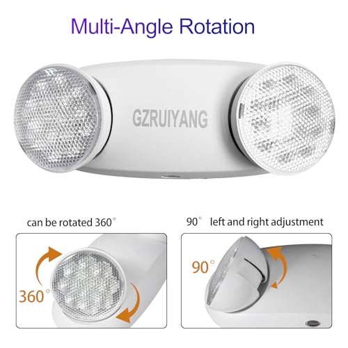 GZRUIYANG Emergency Lights with Battery Backup, 1 Pack Emergency Light, LED Commercial Emergency Lights, UL Listed, AC 120/277V, Hardwired Emergency Exit Light Fixtures for Business - (White) - color: White, size: 1 Pack