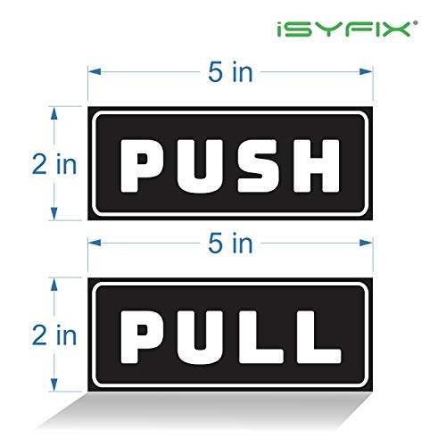 iSYFIX Push Pull Stickers Sign, 5x2 Inch, 2 Pack, Black/White - color: Black / White, size: Horizontal 2x5