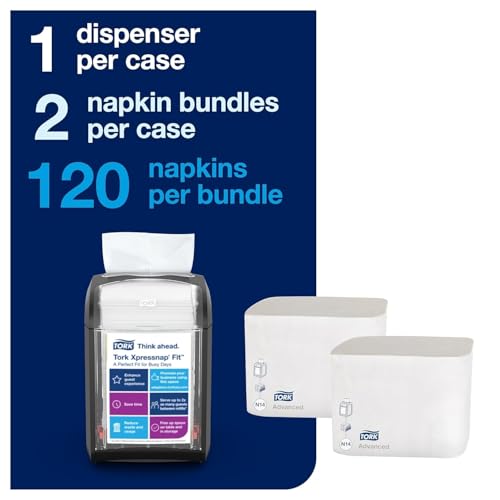 Tork Xpressnap Fit Napkin Dispenser Black N14, 2 x 100 Napkins, 800723
