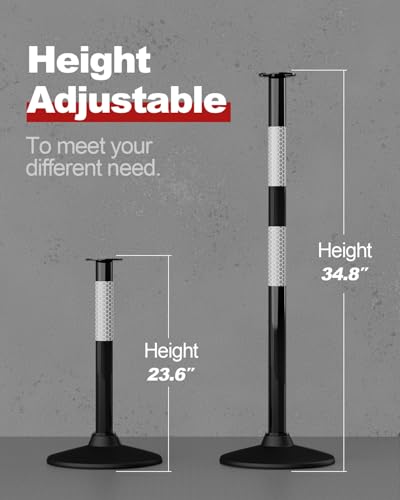 RoadHero 5 Pack 34 Inch Traffic Delineator Posts Cones, Black - color: Black