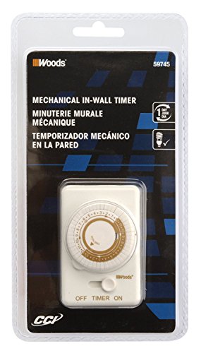 Woods 59745 59745WD 24-Hour Mechanical Converts A Wall Light Switch to Timer (White)