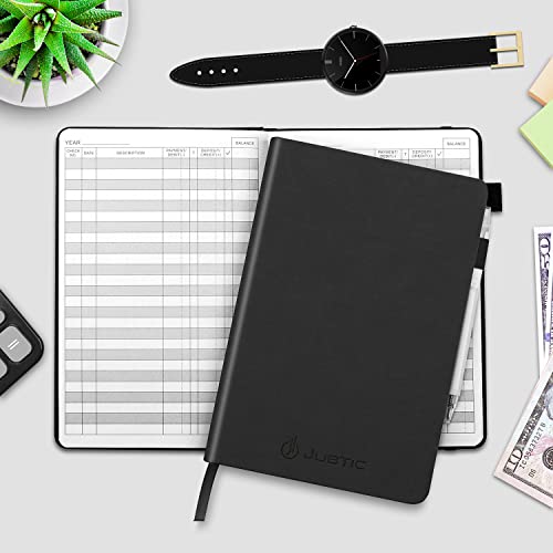 JUBTIC A5 Check Registers for Personal Checkbook, Ledger Transaction Registers Log Book for Small Business. Track Payments, Finances, Deposits, Debit Card and Bank Account - Black - color: Black, size: Medium (5.8x8.3 Inch)