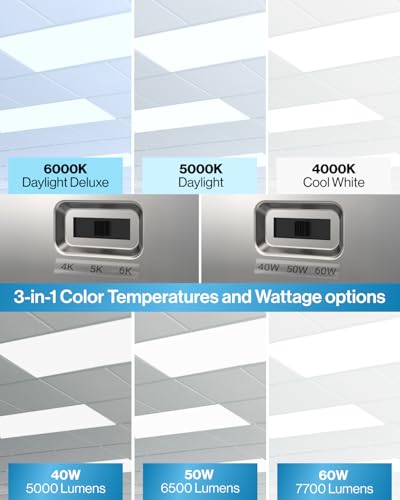 Sunco 12 Pack 2x4 LED Flat Panel Lights, 3CCT Selectable, 40-60W, Dimmable - size: 2x4 - White