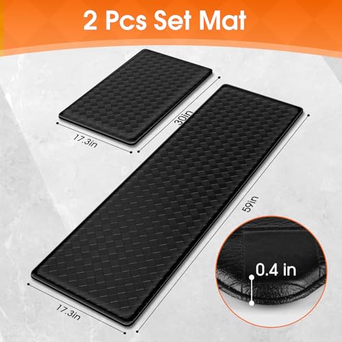 TranquilRelax 2-Piece Kitchen Mats, Cushioned Non-Slip Floor Mats, Black - color: Black, size: 2-Piece | 30"+59" | Standard