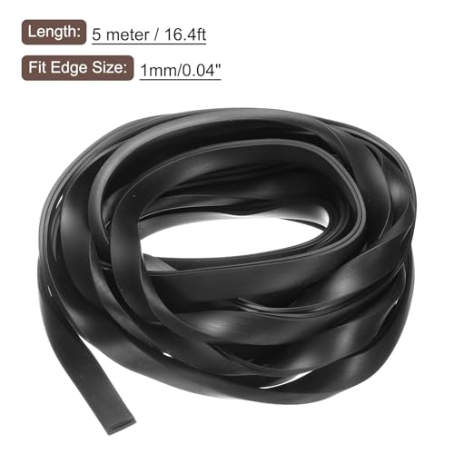 uxcell U Channel Edge Trim, 16.4ft Length Rubber Guard Seal Strip Edge Protector Flat Type Fit for 1mm Edge, (3/16" W x 15/32" H) Black - size: Fit 1mm x 16.4'L x 15/32"H x 3/16"W