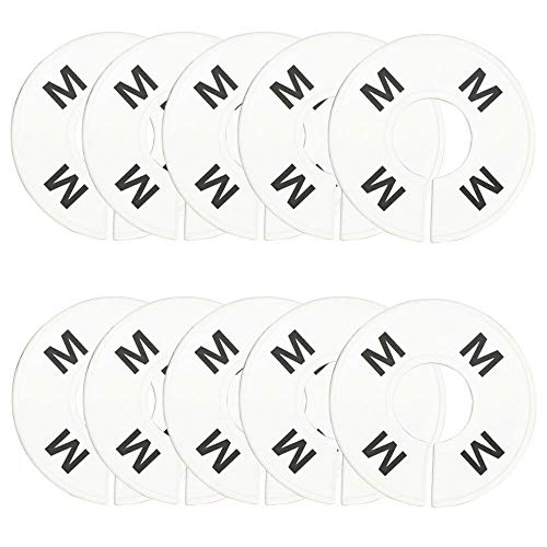 10PC Clothing Rack Size M Medium Marks Dividers Ring Hangers White Plastic Round