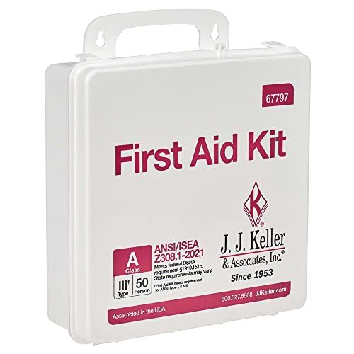 J. J. Keller First Aid Kit, 50 Person 184 Pieces, ANSI Class A, OSHA, Plastic, Waterproof