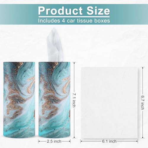 SINGARO Car Tissue Holder, 4 Pack Car Cup Holder Facial Tissues with Travel Tissue Bag, Quick and Convenient Flower Combination Car Tissue Box(4 Canisters/200 Tissues) Green - color: Green