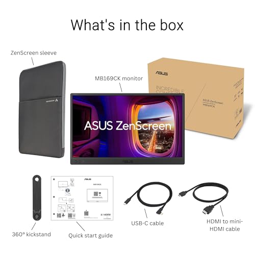 ASUS ZenScreen MB169CK 15.6 Inch 1080p Portable Monitor - style: Dual USB-C Mini HDMI