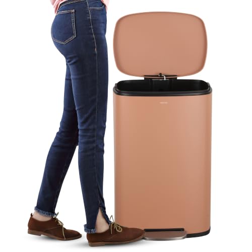 happimess Connor 2-Piece Iron Trash Can, Clay Rose - color: Clay Rose