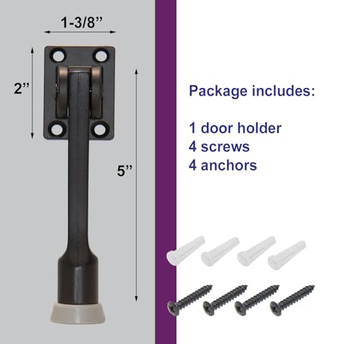 Door Holder Door Stopper for Commercial Storefront Entrance Door, Office Door, Wood Door, Inside Door, 5 inch Length, Heavy Duty with Ribbed Rubber Foot, Mounting Hardware Included (Duronotic) - color: Duronotic