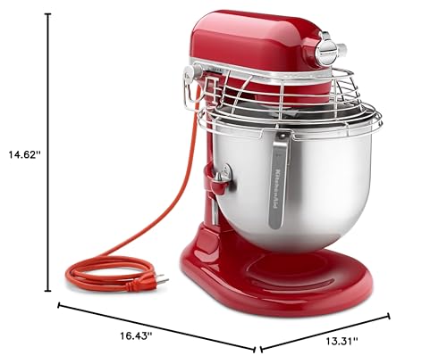 KitchenAid Commercial Series 8 Quart Bowl-Lift Stand Mixer with Stainless Steel Bowl Guard - KSMC895 - color: Empire Red, style: With Bowl Guard
