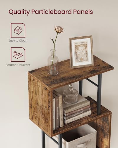 VASAGLE 6-Tier Book Shelf, S-Shaped Tall Display Shelf for Living Room - color: Rustic Brown, style: 6-Tier (15"W)