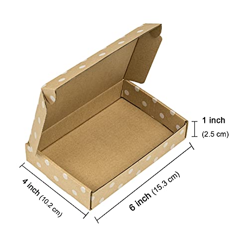 RUSPEPA Recyclable Corrugated Box Mailers - 6" x 4" x 1" - Cardboard Box Perfect for Shipping Small - 50 Pack - Kraft Dot - color: White Dot