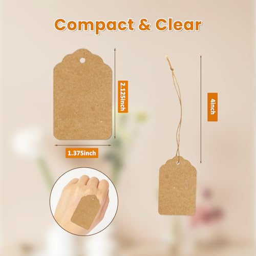 Brown Price Tags with String 1000 PCS, 1.375 x 2.125 Inches - color: Brown, size: 2.125x1.375