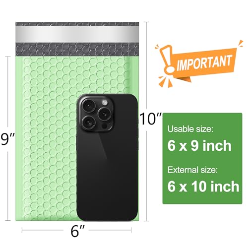 Famagic Bubble Mailers 6x10 Inch 50pc Mint Green Shipping Bags, Chic Packaging Bags For Small Business, Colored Padded Mailing Envelopes, Opaque Matte Self Seal Bubble Poly Mailers Bulk #0 - color: Mint Green, size: 6x10 50pcs