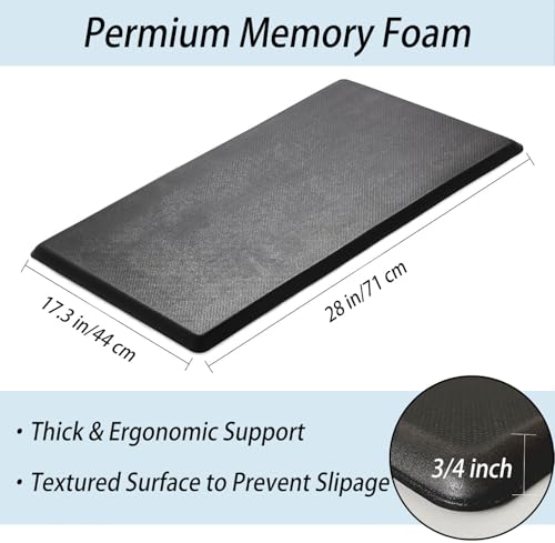 Artnice Thick Kitchen Mats, 3/4 Inch Anti Fatigue Mats for Kitchen Floor - color: Black, size: 28"L x 17.3"W x 0.8"Th