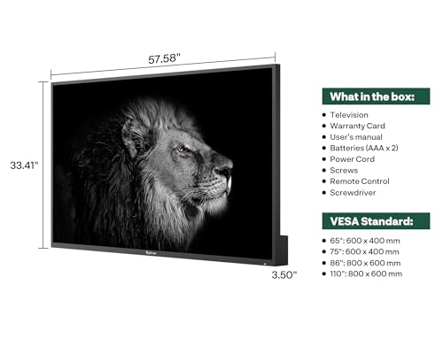 SYLVOX Mini-LED QLED Outdoor TV, 65 inch Full Sun Outdoor TV 3500 nits - size: 65-inch, style: Cinema Pro