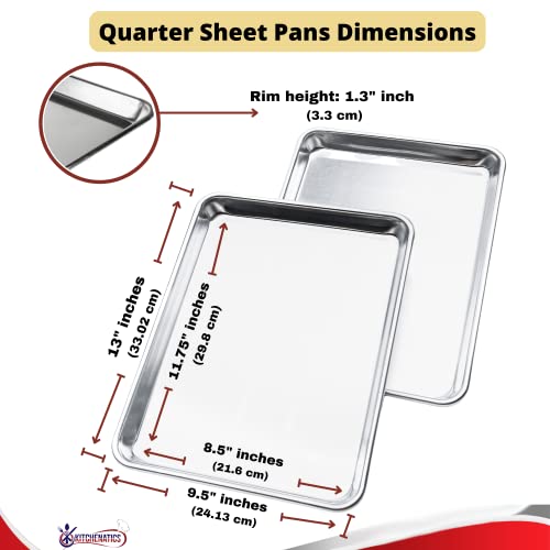 KITCHENATICS Quarter Sheet Baking Pan Aluminum Nonstick Oven Safe Set 2 - size: 9.6" x 13"