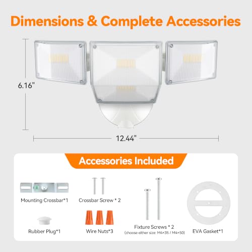 85W 10000LM Switch Controlled Outdoor Flood Lights, 4-Head Super Bright LED Security Light, 5000K Daylight, IP65 Waterproof Hardwired Exterior Light for Outside Garage Yard (White) - color: White