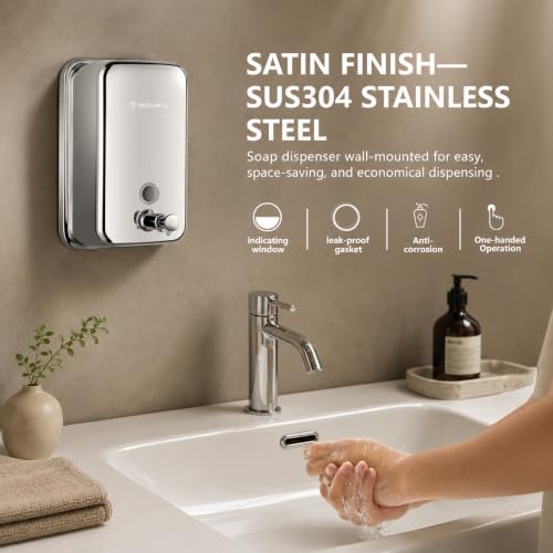 modunful Stainless Steel Hand Soap Dispenser – 27oz Wall Mounted - size: Vertical 27oz