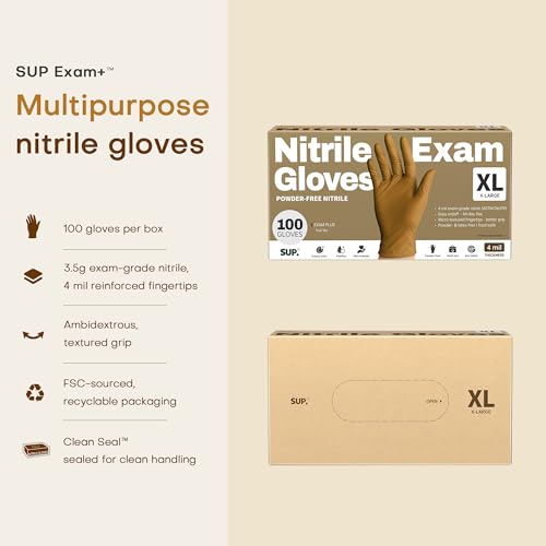 Supmedic SUP Exam Plus® Nitrile Gloves, Powder-Free Disposable, Trail Tan - color: X-large (Trail Tan 1000)