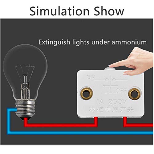 8Pcs Door Closed Light Switch Kit - On Off When Open for Activated Lights 120V Cabinet Switches Closet Electrical Switch - color: White-8pcs