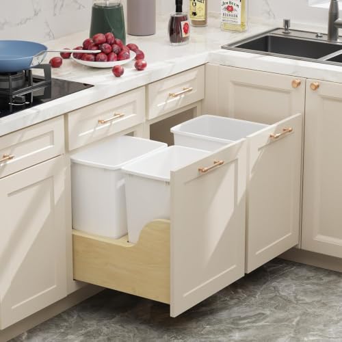 ROOMTEC 35QT Kitchen Trash Can,Sturdy and Lightweight Slim Trash Can,2-Pack - color: White, style: 2PCS